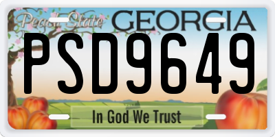 GA license plate PSD9649