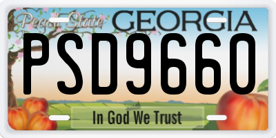 GA license plate PSD9660