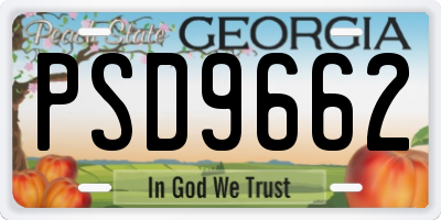 GA license plate PSD9662