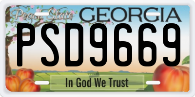 GA license plate PSD9669