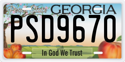 GA license plate PSD9670