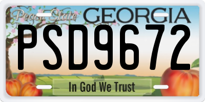 GA license plate PSD9672