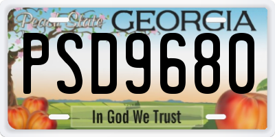 GA license plate PSD9680