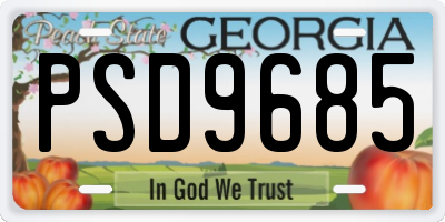 GA license plate PSD9685