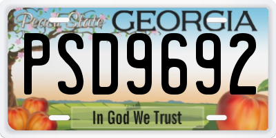 GA license plate PSD9692