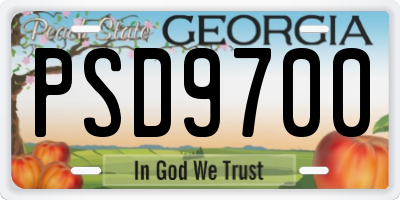 GA license plate PSD9700