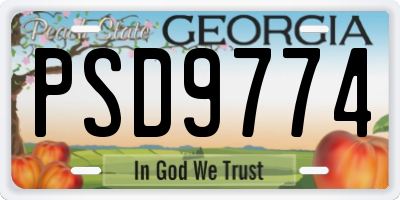 GA license plate PSD9774