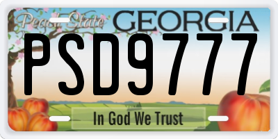 GA license plate PSD9777