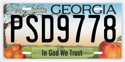 GA license plate PSD9778