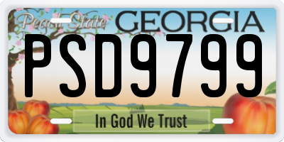 GA license plate PSD9799