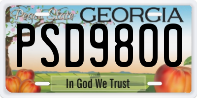 GA license plate PSD9800