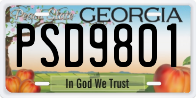 GA license plate PSD9801