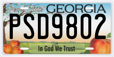 GA license plate PSD9802
