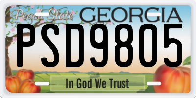 GA license plate PSD9805