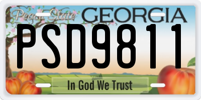 GA license plate PSD9811