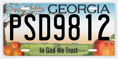 GA license plate PSD9812