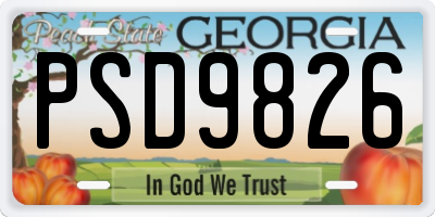GA license plate PSD9826