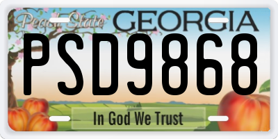 GA license plate PSD9868