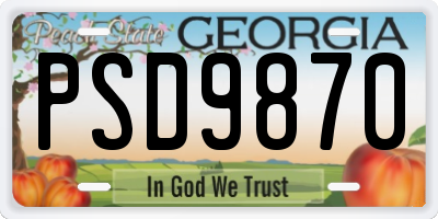 GA license plate PSD9870