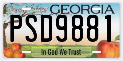 GA license plate PSD9881