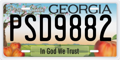 GA license plate PSD9882