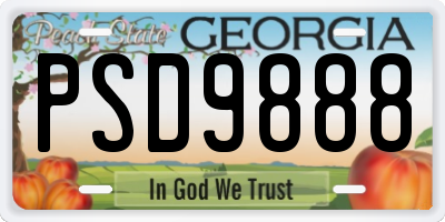 GA license plate PSD9888