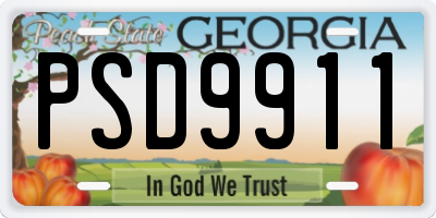 GA license plate PSD9911