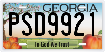 GA license plate PSD9921