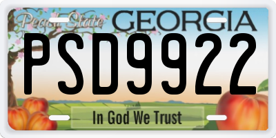 GA license plate PSD9922