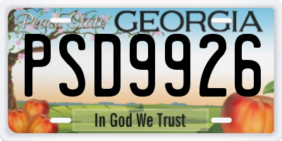 GA license plate PSD9926