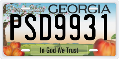 GA license plate PSD9931