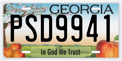 GA license plate PSD9941