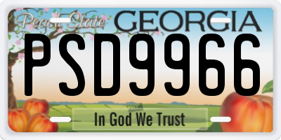 GA license plate PSD9966