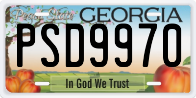 GA license plate PSD9970