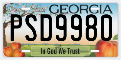 GA license plate PSD9980