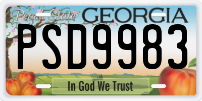 GA license plate PSD9983