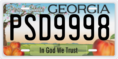 GA license plate PSD9998