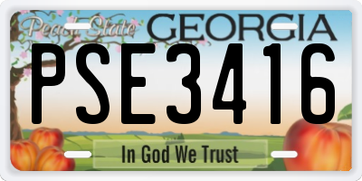 GA license plate PSE3416