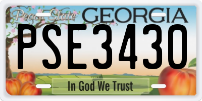 GA license plate PSE3430