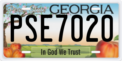 GA license plate PSE7020