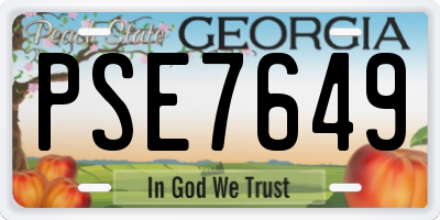 GA license plate PSE7649
