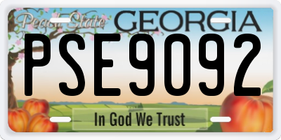 GA license plate PSE9092