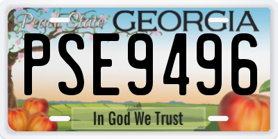 GA license plate PSE9496