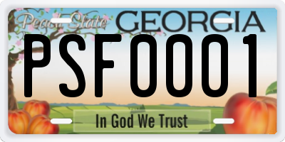 GA license plate PSF0001