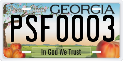 GA license plate PSF0003