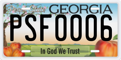 GA license plate PSF0006