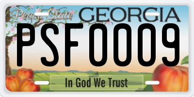 GA license plate PSF0009