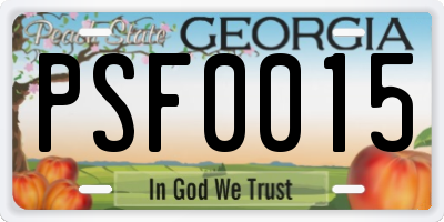 GA license plate PSF0015