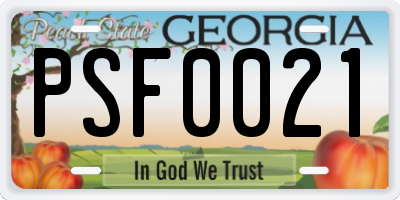 GA license plate PSF0021