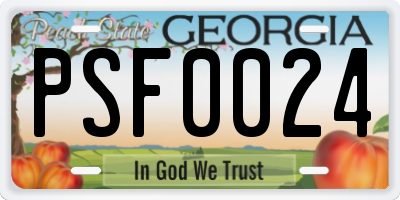 GA license plate PSF0024